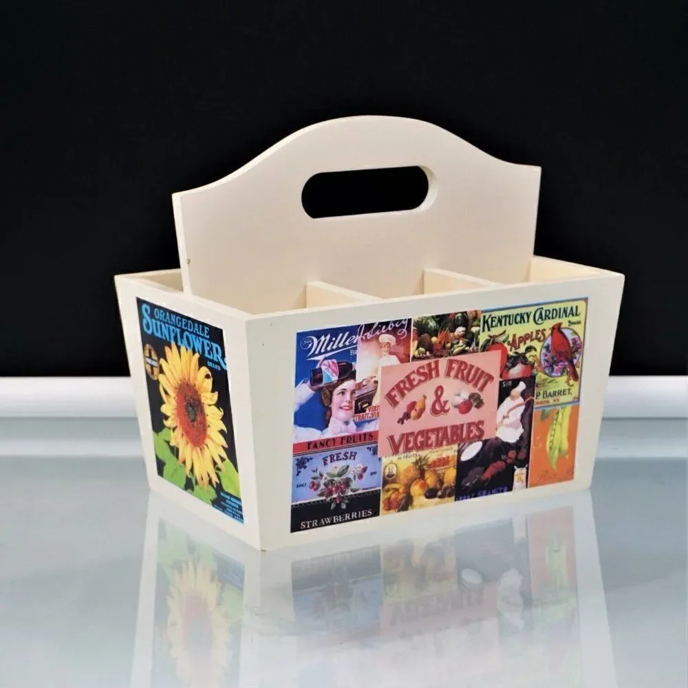 Vintage Look Craft Caddy Carrier Organizer Decoupage Vintage Crafts By Bonnie